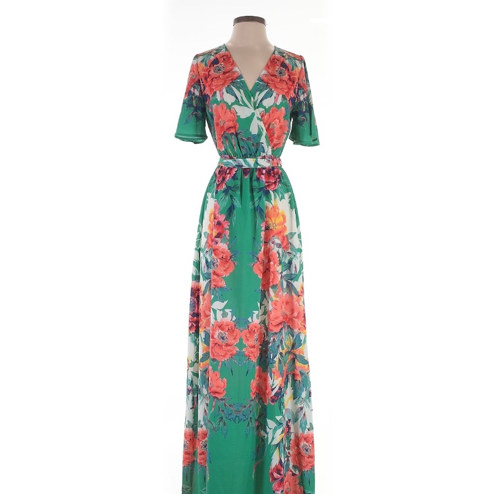 Lulus Green Wrap Maxi Dress NWT Size M